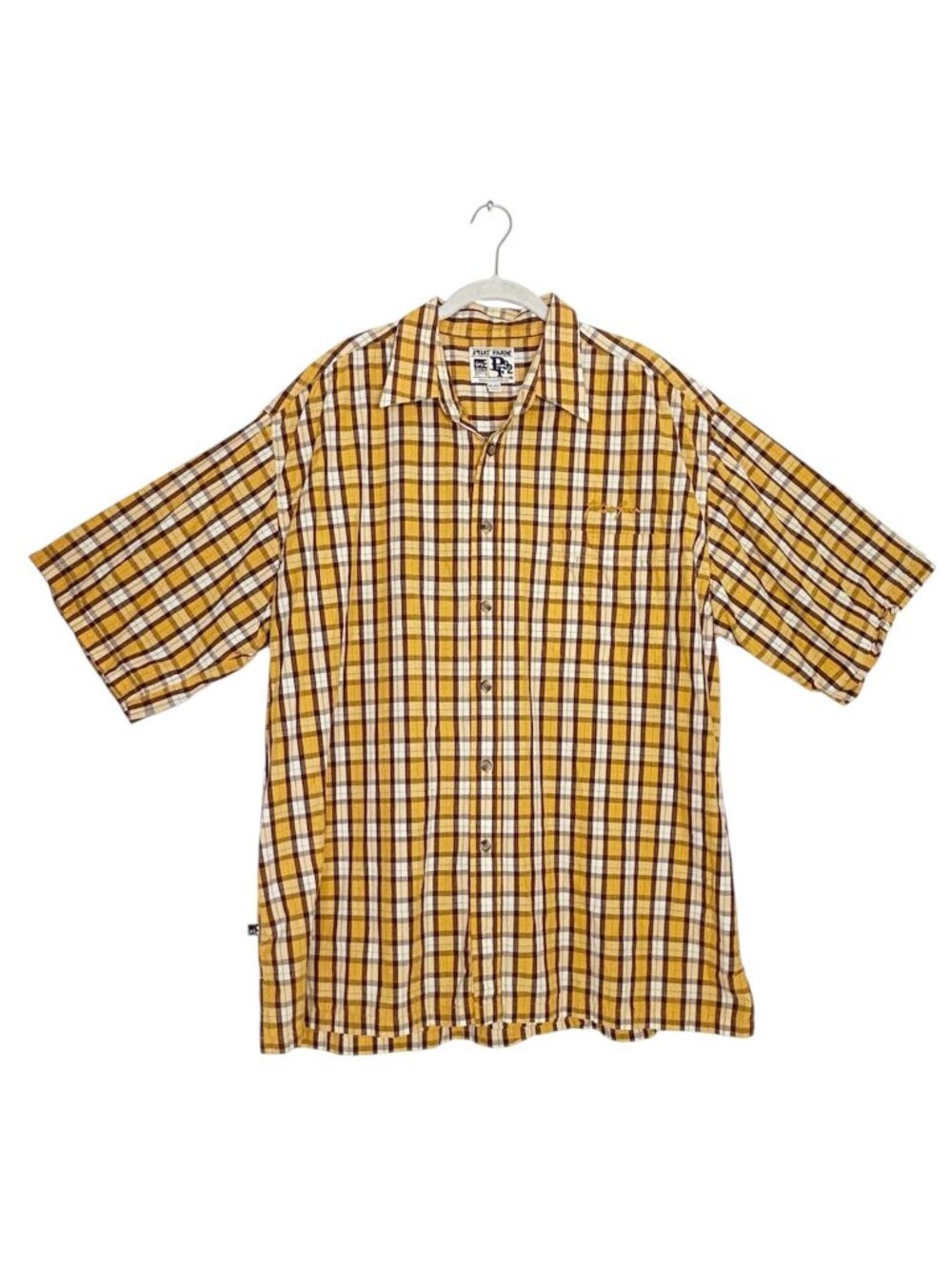Vintage Men's Y2K Phat Farm Plaid Short Sleeve Button Up Shirt - Sz XXL